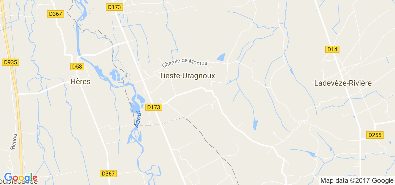 map de la ville de Tieste-Uragnoux