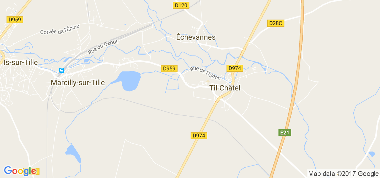 map de la ville de Til-Châtel