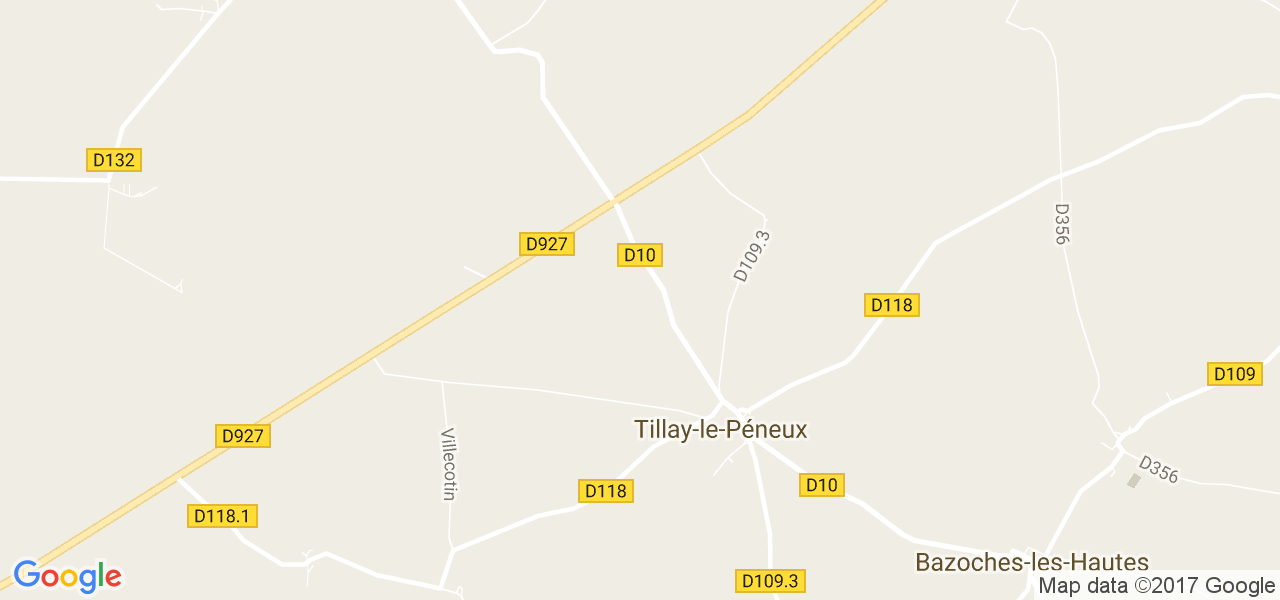 map de la ville de Tillay-le-Péneux