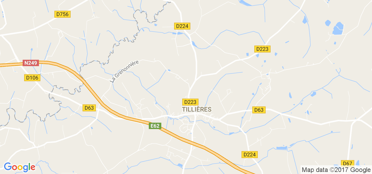 map de la ville de Tillières