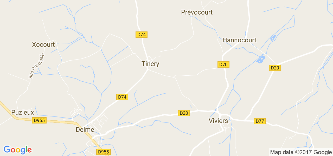 map de la ville de Tincry