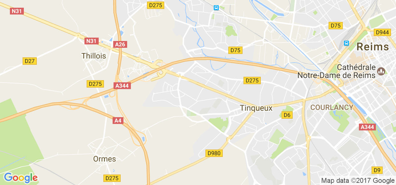 map de la ville de Tinqueux