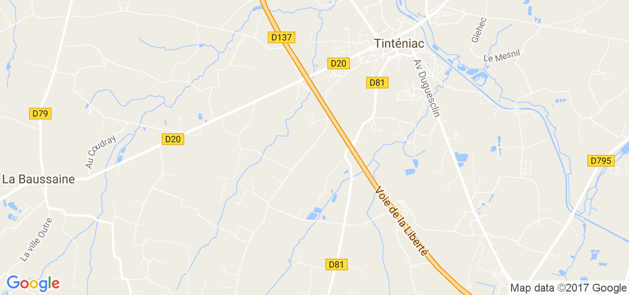 map de la ville de Tinténiac