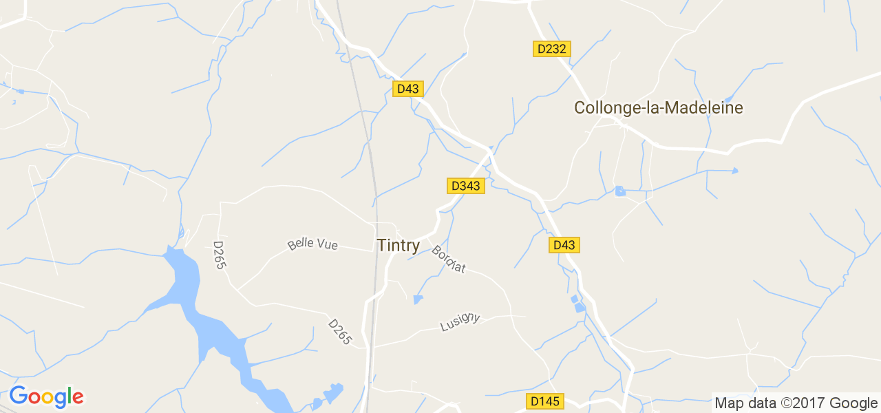 map de la ville de Tintry