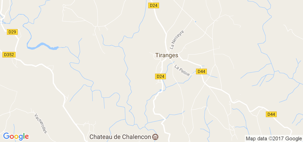 map de la ville de Tiranges