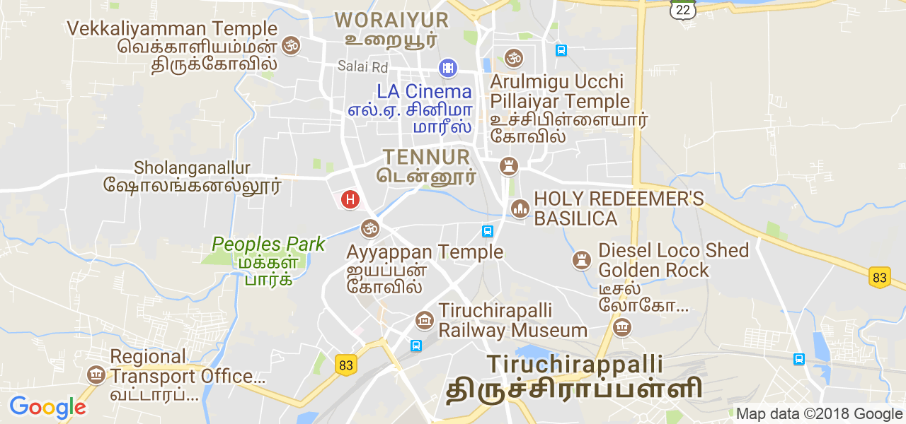 map de la ville de Tiruchirappalli