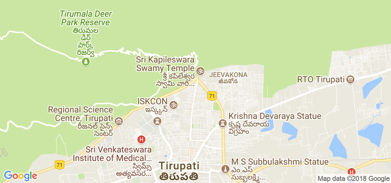 map of the city of Tirupati