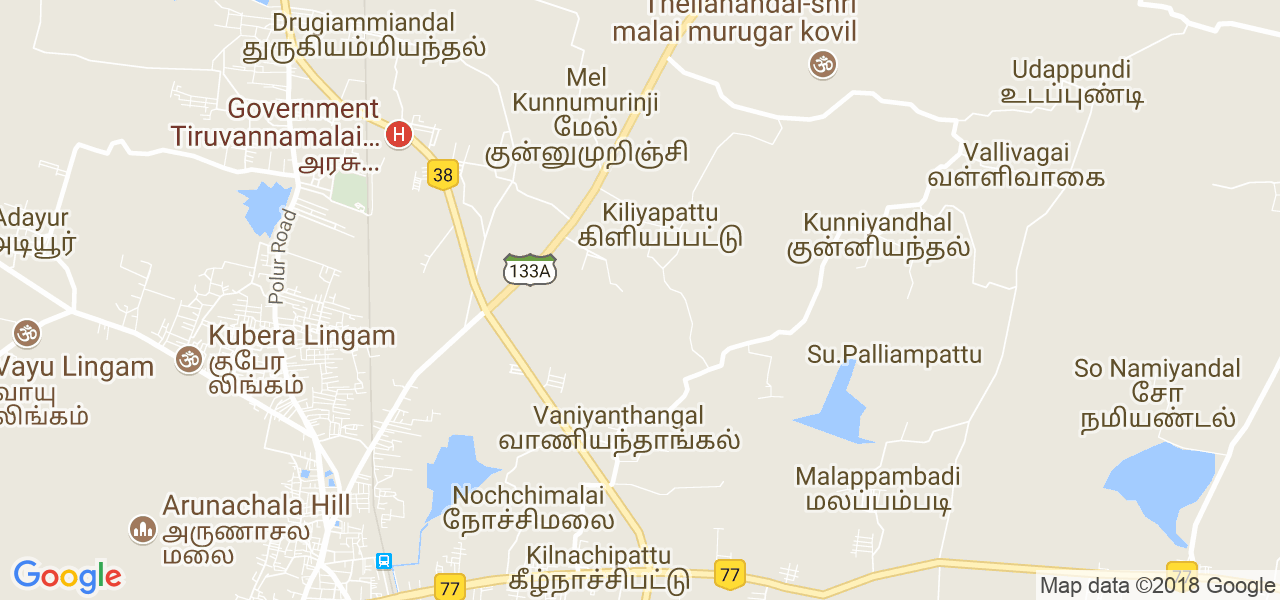 map of the city of Tiruvannamalai