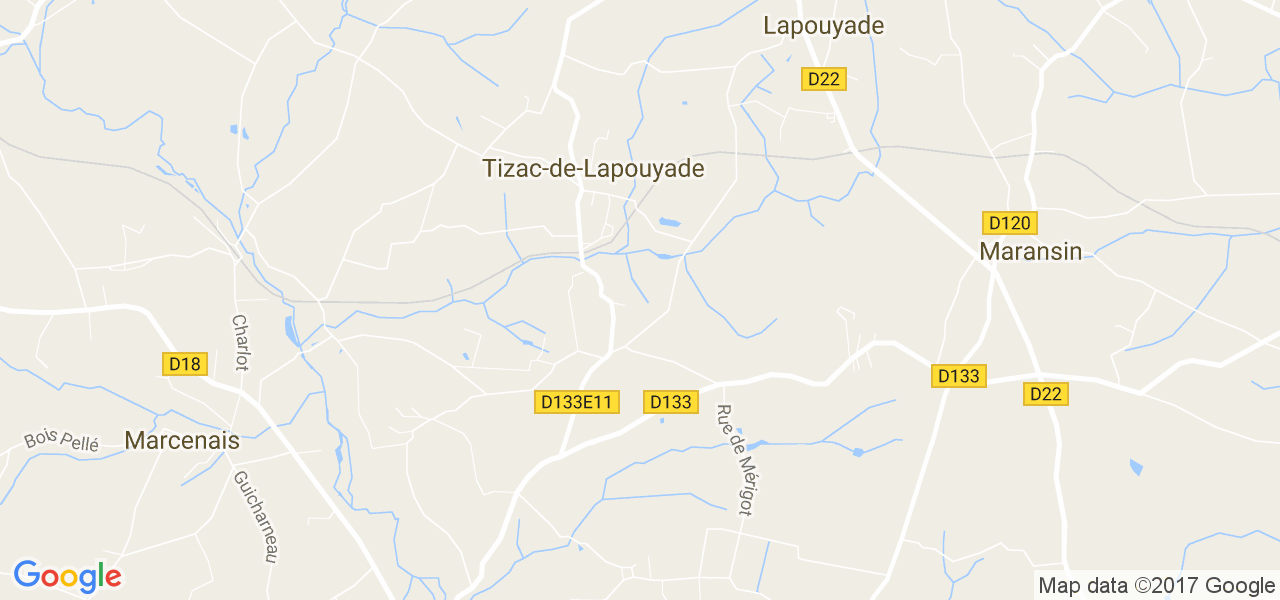 map de la ville de Tizac-de-Lapouyade