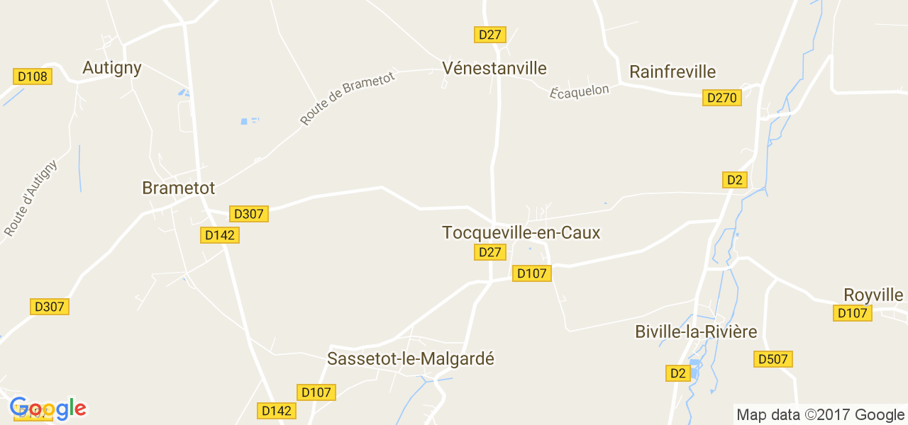 map de la ville de Tocqueville-en-Caux