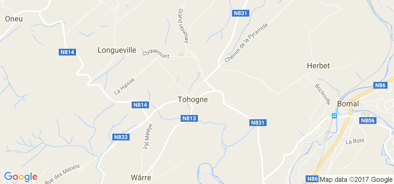 map de la ville de Tohogne