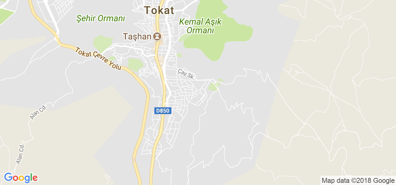 map of the city of Tokat