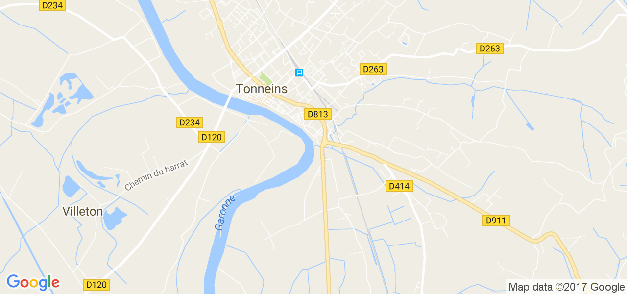 map de la ville de Tonneins