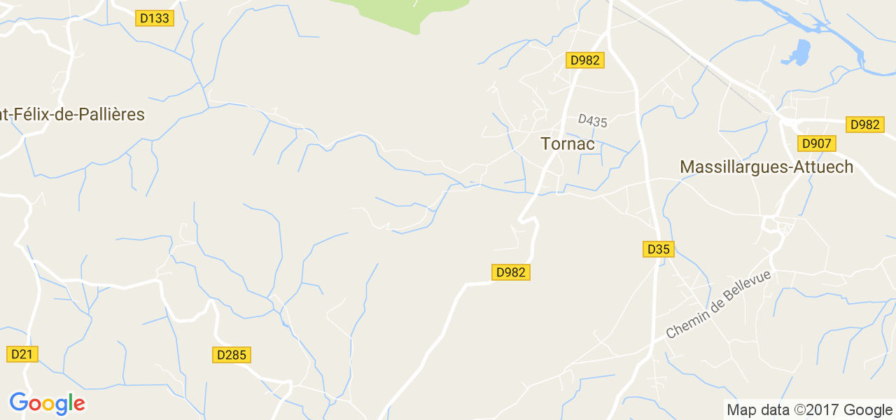 map de la ville de Tornac