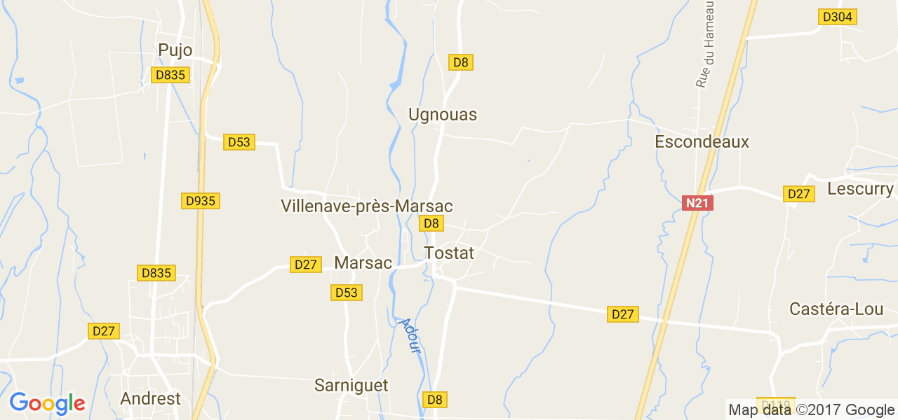 map de la ville de Tostat