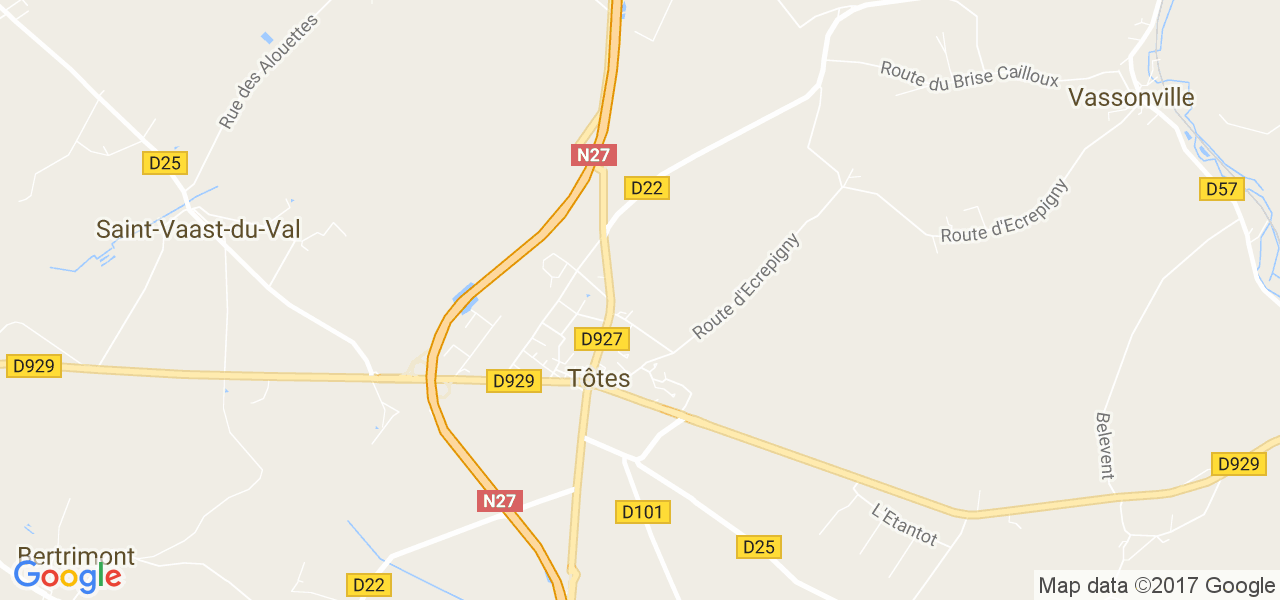 map de la ville de Tôtes