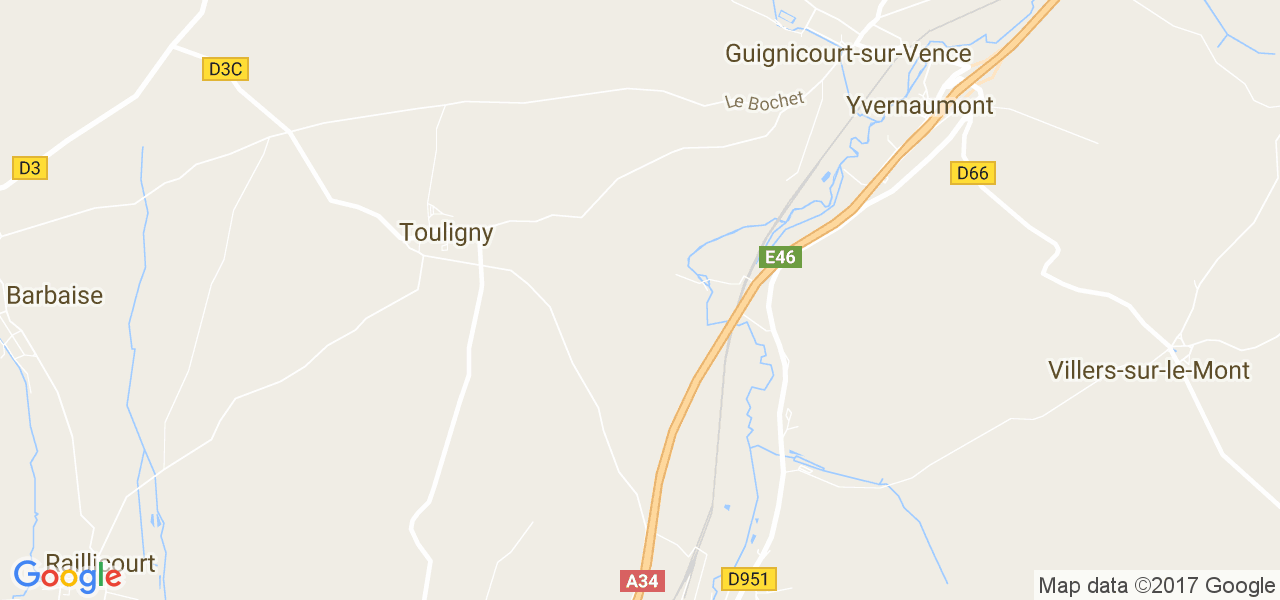 map de la ville de Touligny