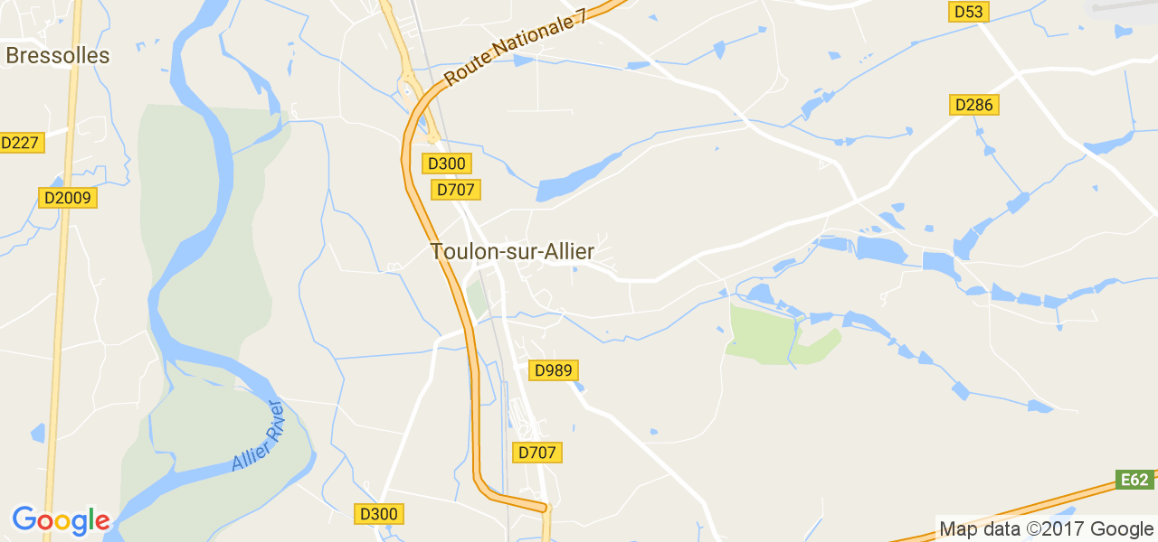 map de la ville de Toulon-sur-Allier