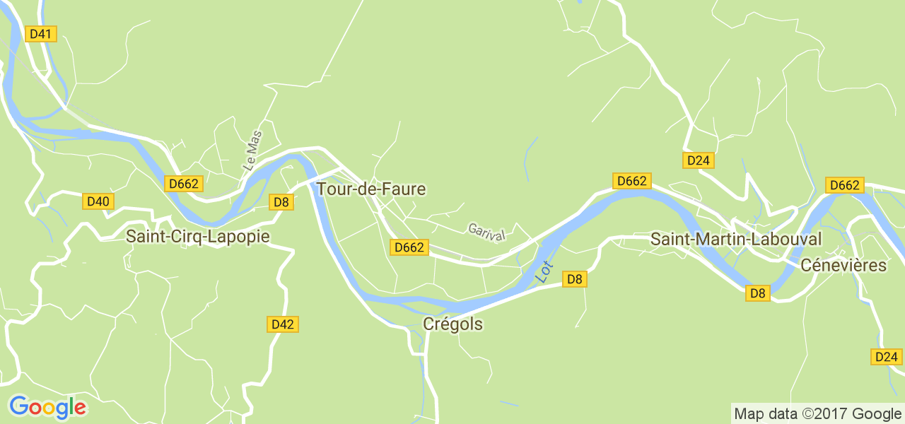 map de la ville de Tour-de-Faure