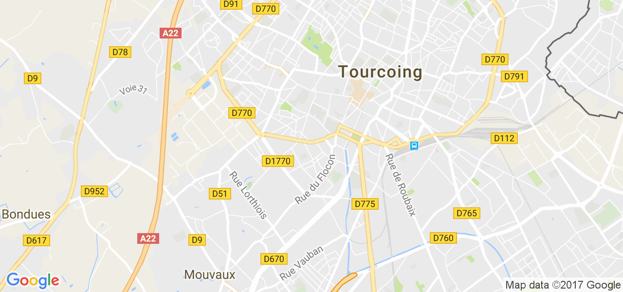 map de la ville de Tourcoing