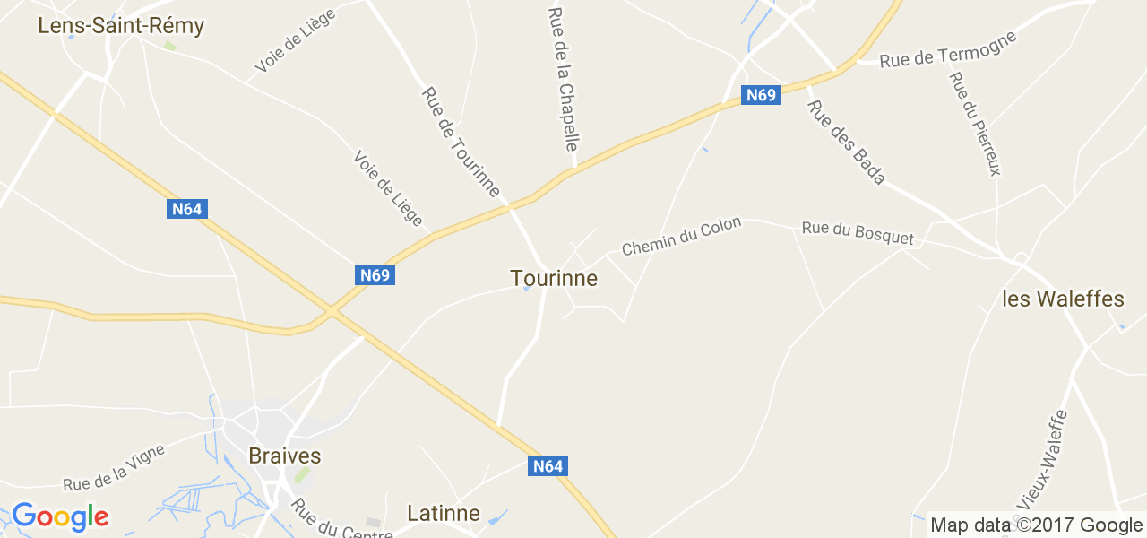 map de la ville de Tourinne