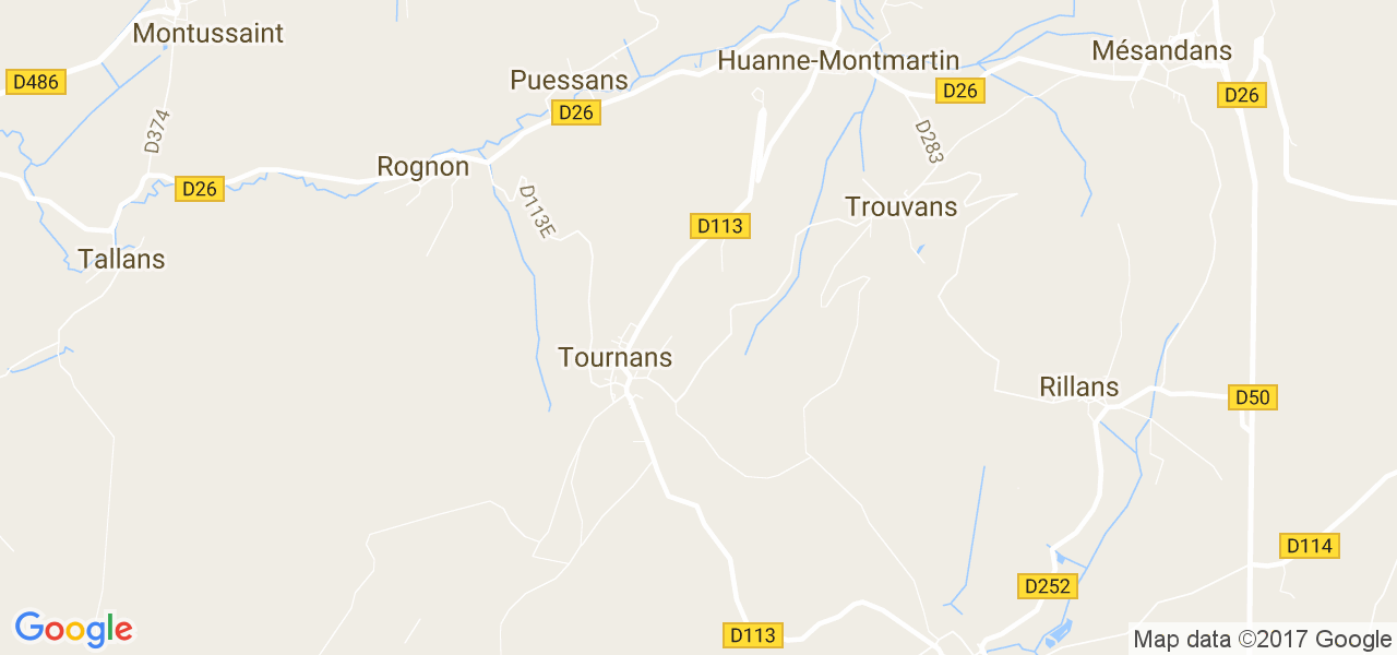 map de la ville de Tournans