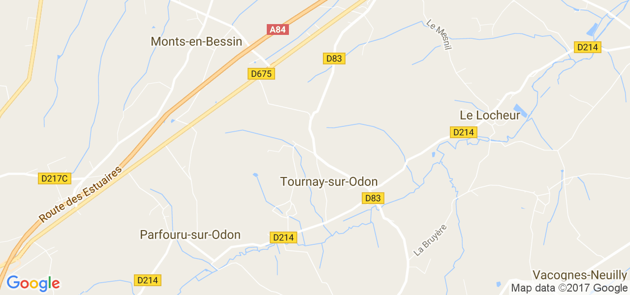 map de la ville de Tournay-sur-Odon