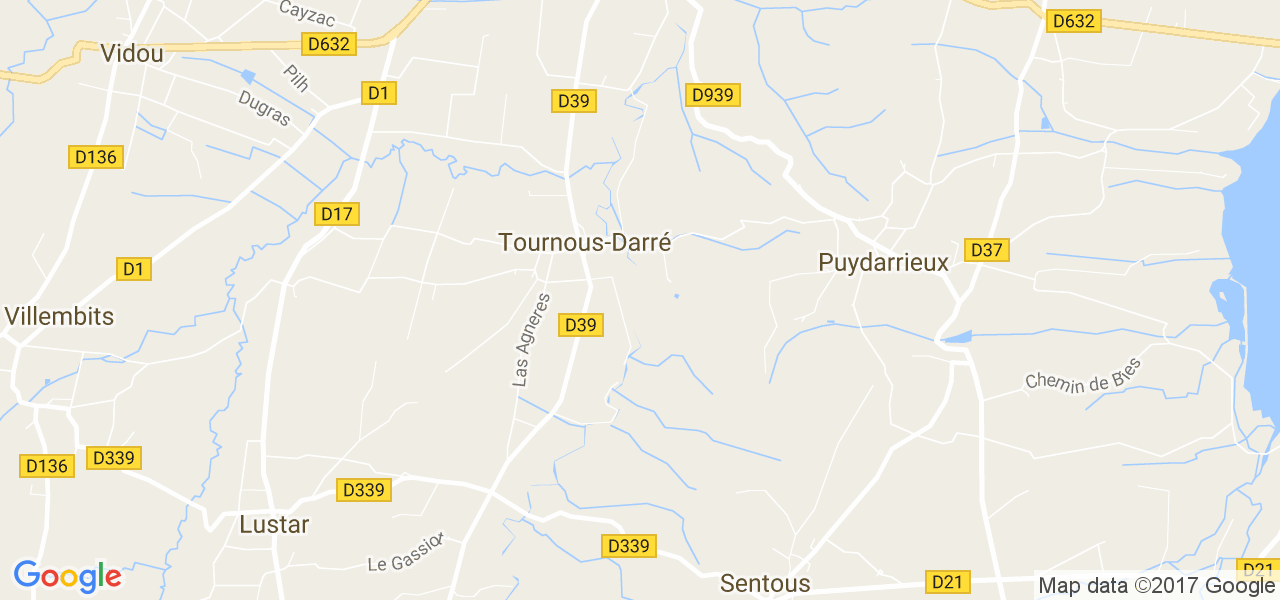 map de la ville de Tournous-Darré