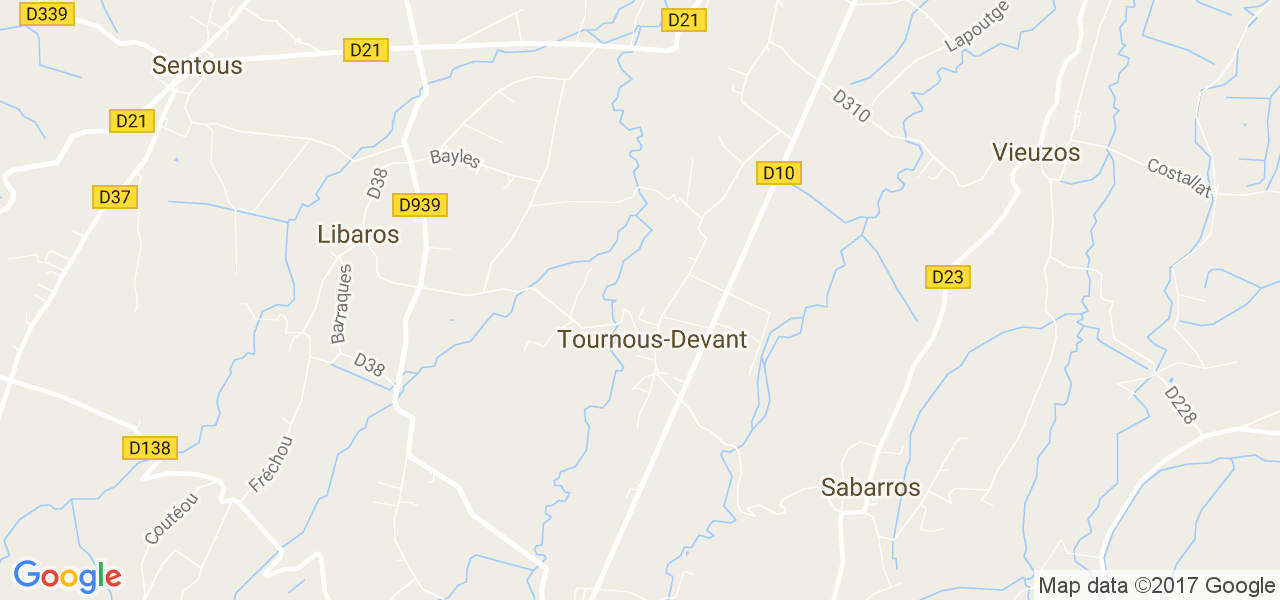 map de la ville de Tournous-Devant