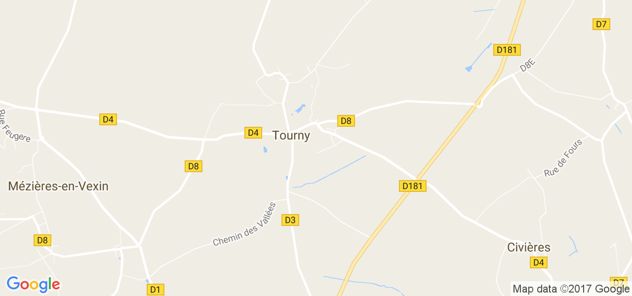 map de la ville de Tourny