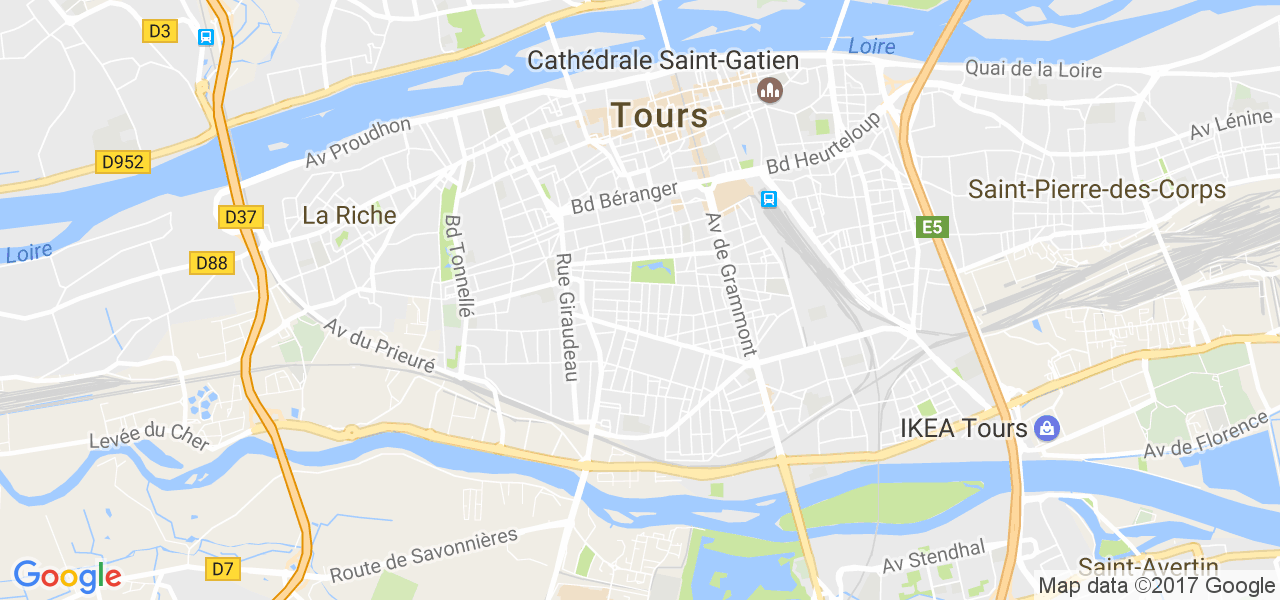 map de la ville de Tours