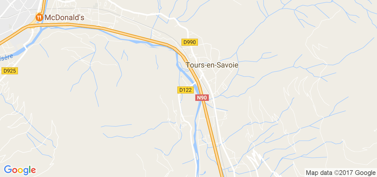 map de la ville de Tours-en-Savoie