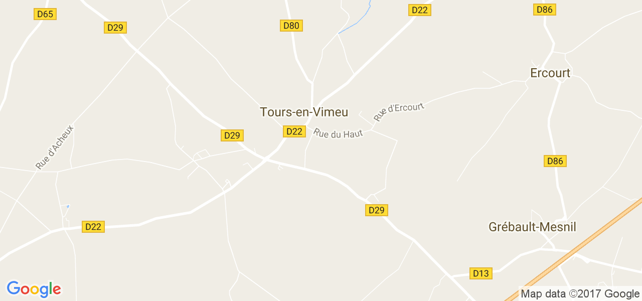 map de la ville de Tours-en-Vimeu