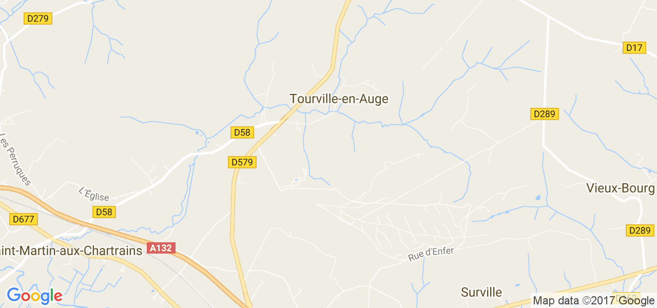 map de la ville de Tourville-en-Auge