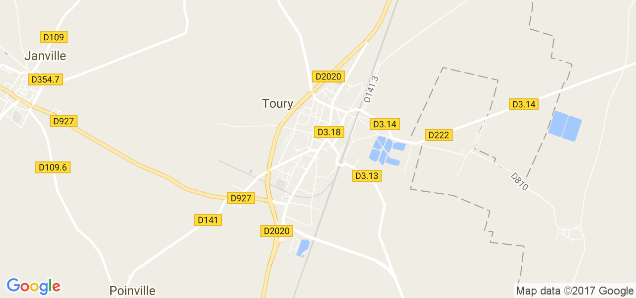 map de la ville de Toury