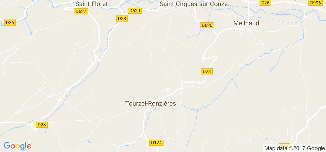 map de la ville de Tourzel-Ronzières