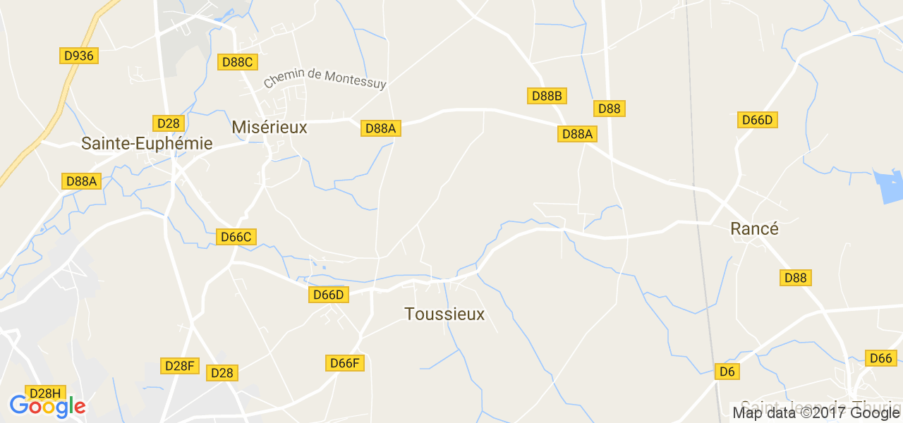 map de la ville de Toussieux