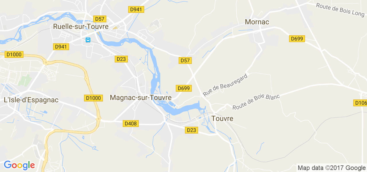 map de la ville de Touvre