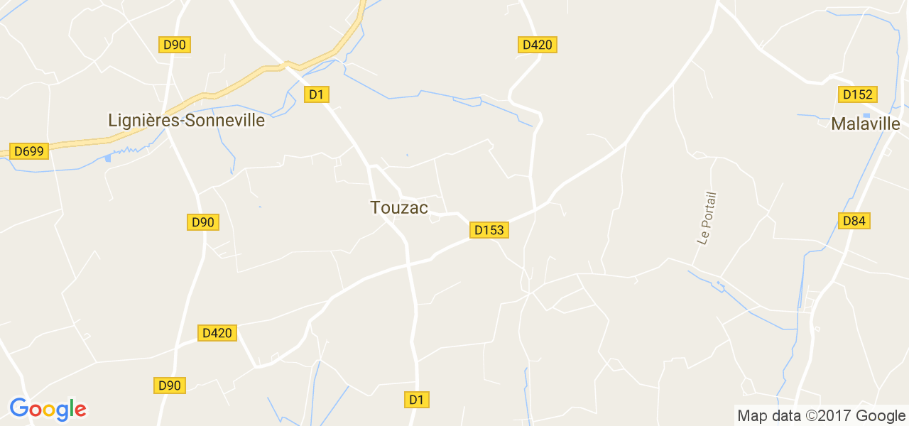 map de la ville de Touzac