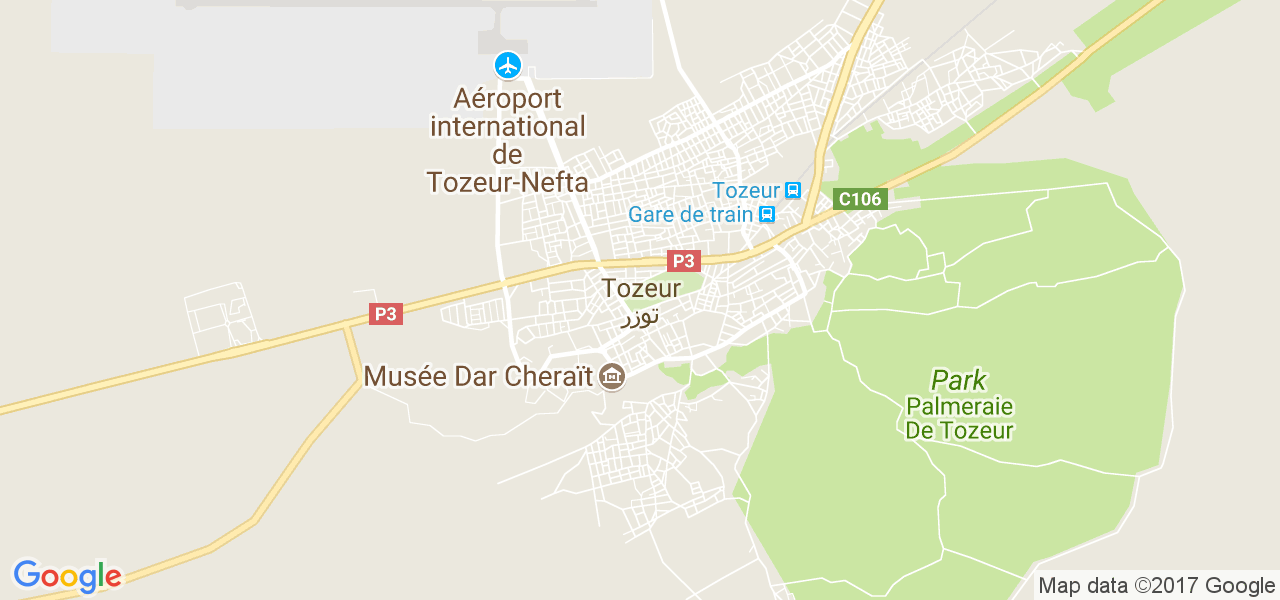 map de la ville de Tozeur