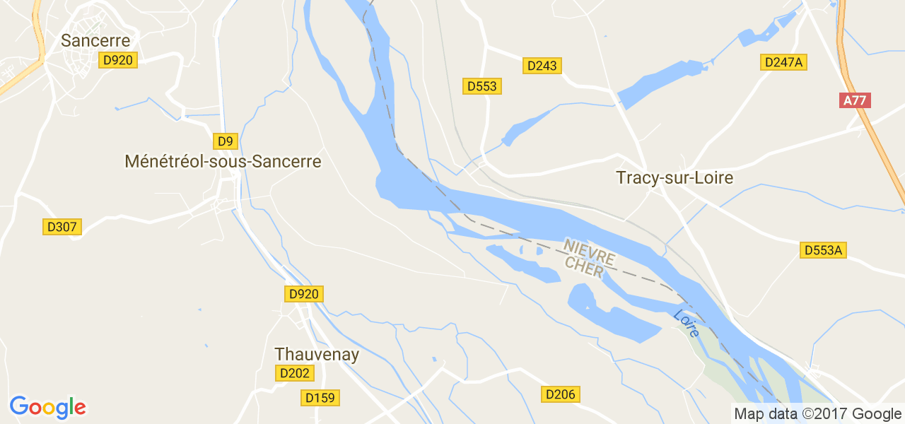 map de la ville de Tracy-sur-Loire