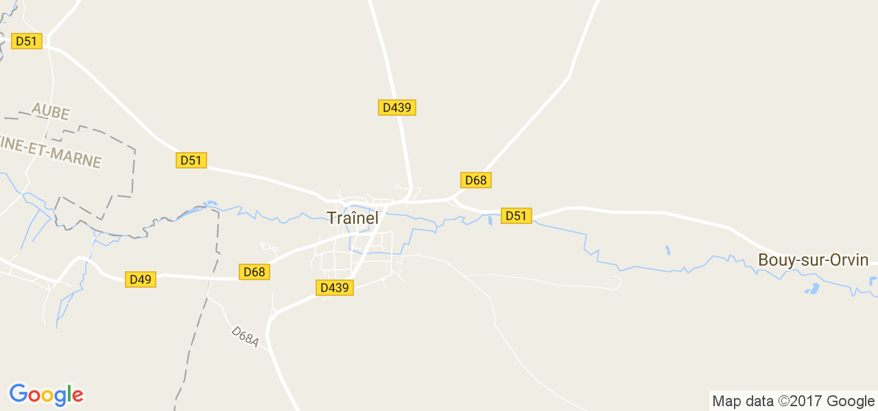 map de la ville de Traînel