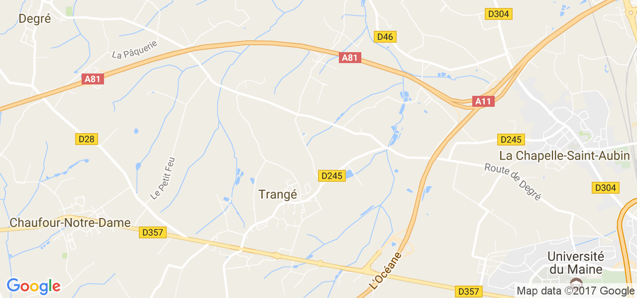 map de la ville de Trangé