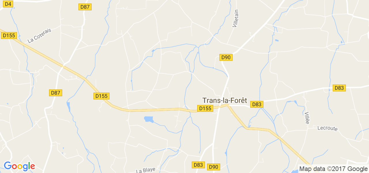 map de la ville de Trans-la-Forêt