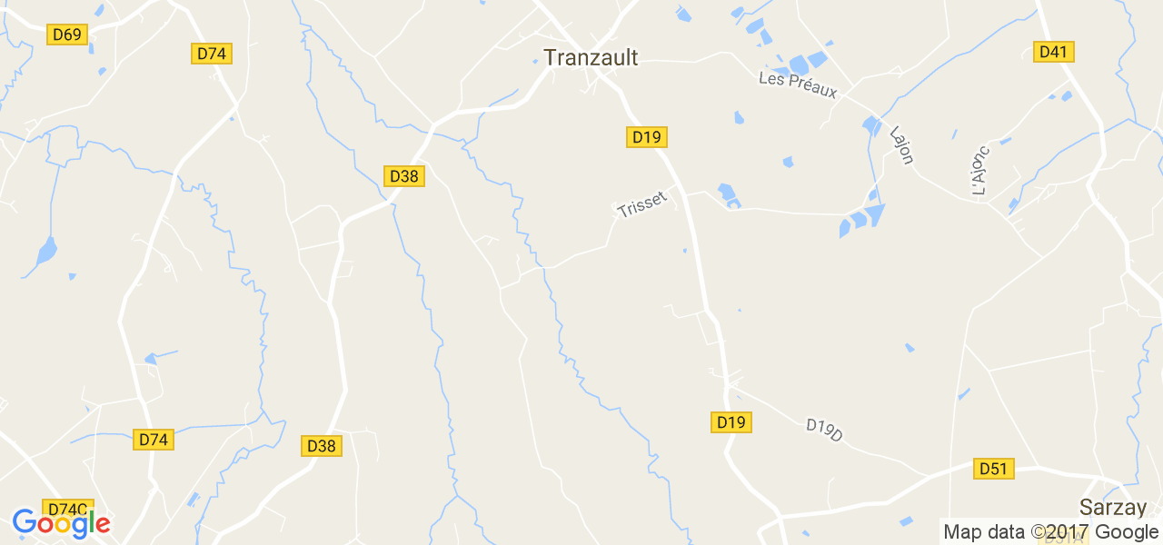 map de la ville de Tranzault