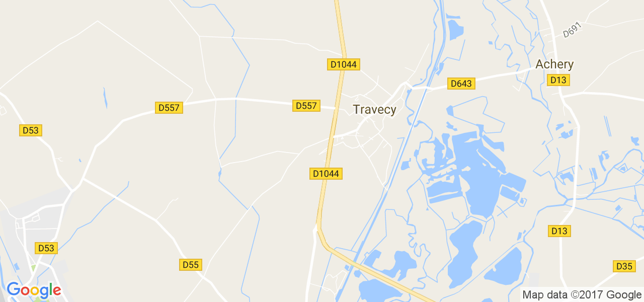 map de la ville de Travecy