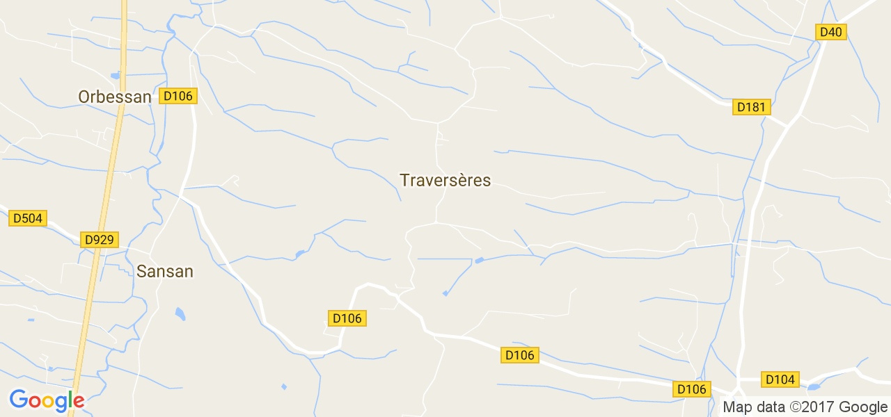 map de la ville de Traversères