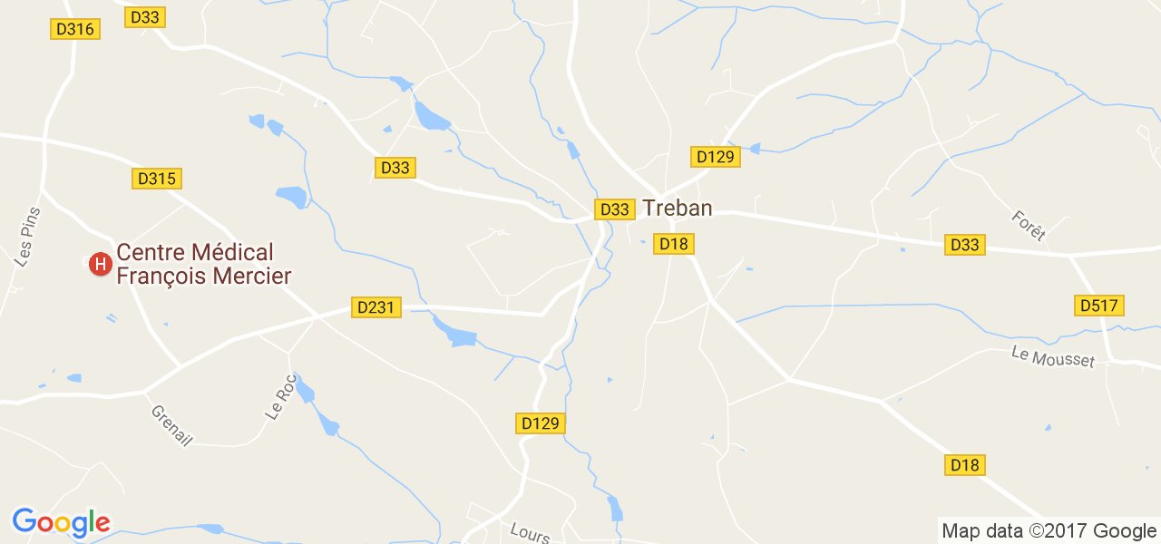 map de la ville de Treban