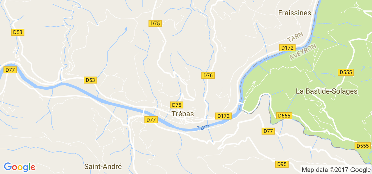 map de la ville de Trébas