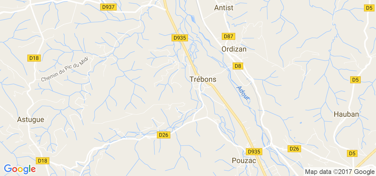 map de la ville de Trébons